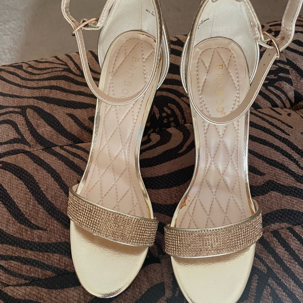 BAMBOO Shimmering Gold Heels